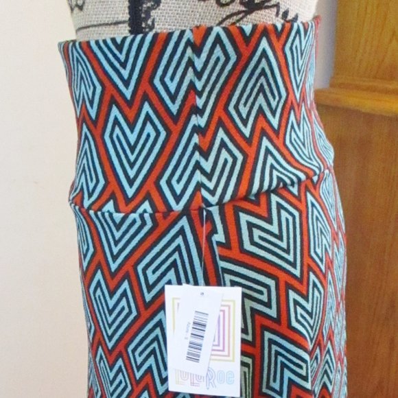 NWT LuLaRoe Azure Skirt, Turquoise & Orange - Picture 4 of 10